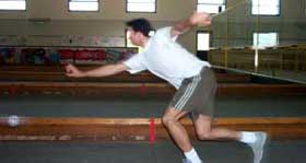 Gionni attempts to knock his opponents ball out of the way by 'shooting.'