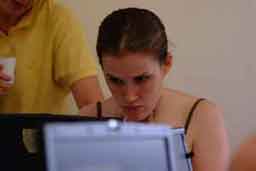 Danielle deep in concentration