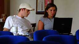 Ethan and Meghan reviewing their photos