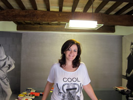 Eleonora Masciotti in the showroom of Fiocco d'Arte.