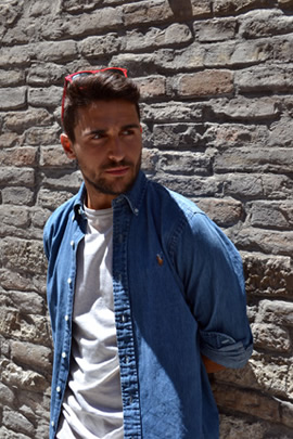 Francesco Carnali in front of his home.