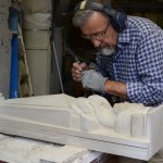 Paolo Gambioli works on a sculpture at the Gambioli home in new Cagli.