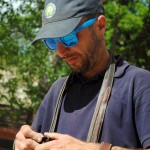 Luca Panunzi prepares a horse bridle.