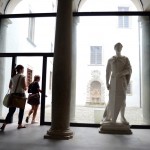 Students break in the courtyard.