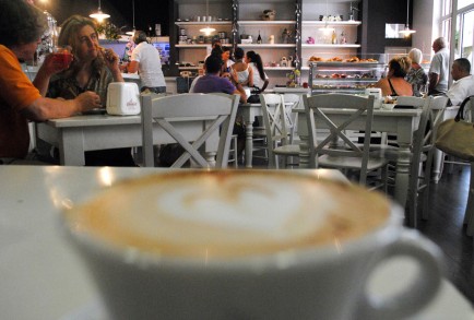Morning crowd inside Caffe Il Torrione.