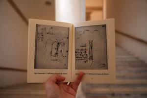 In addition to drawing the stairs, pictured on the left page, Da Vinci also had an eye for the architectural details such as the Palace’s pillars, on the right.