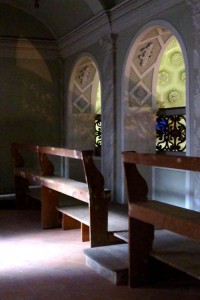 The interior of the empty balconies inside the synagogue where women and children once practiced Judaism.