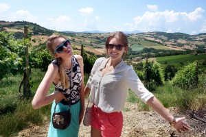 Students on an outing to a cantina (winery).