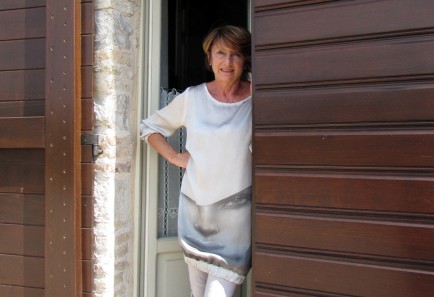 Alfonza Costantini stands in front of her home outside Cagli, Italy.