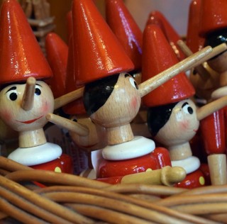 Classic miniature Pinocchio’s sold at the Bartolucci company. Each is crafted and painted by hand. A Pride of Woodworkers
